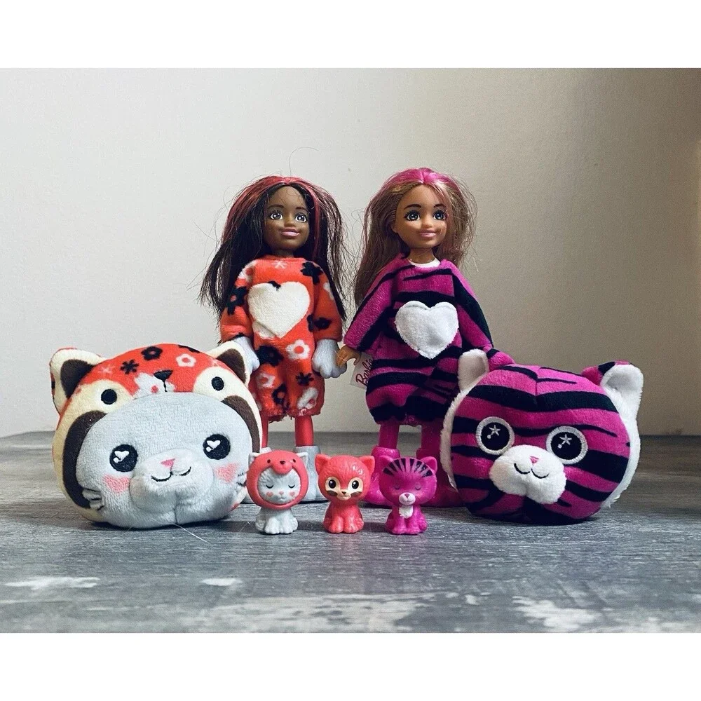 2 Barbie Chelsea Small Cutie Reveal Animal Costume Dolls